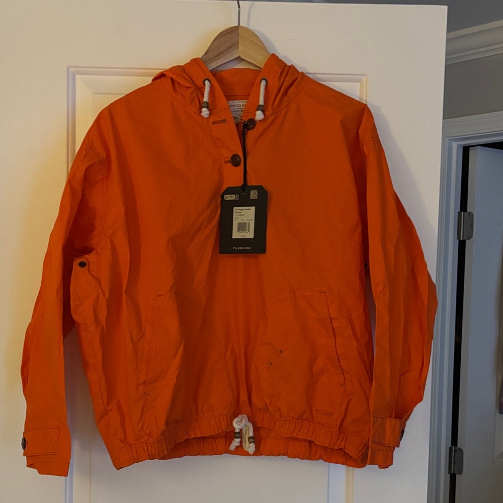 Filson Women’s Ranger Hooded Popover Bright Orange Hooded Jacket - Picture 4 of 10